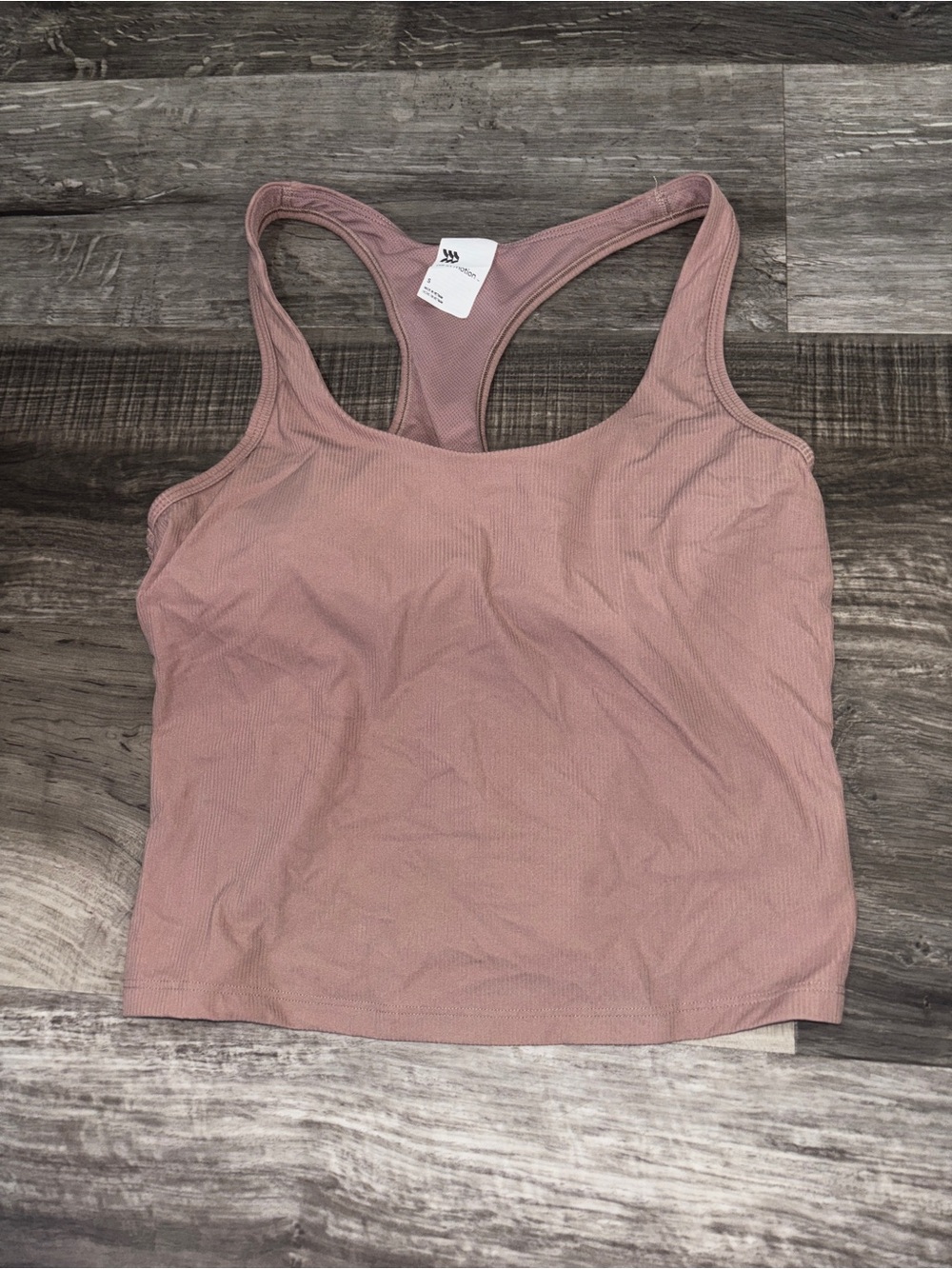 Small All in Motion Mauve Ribbed Racerback Crop Tank Top